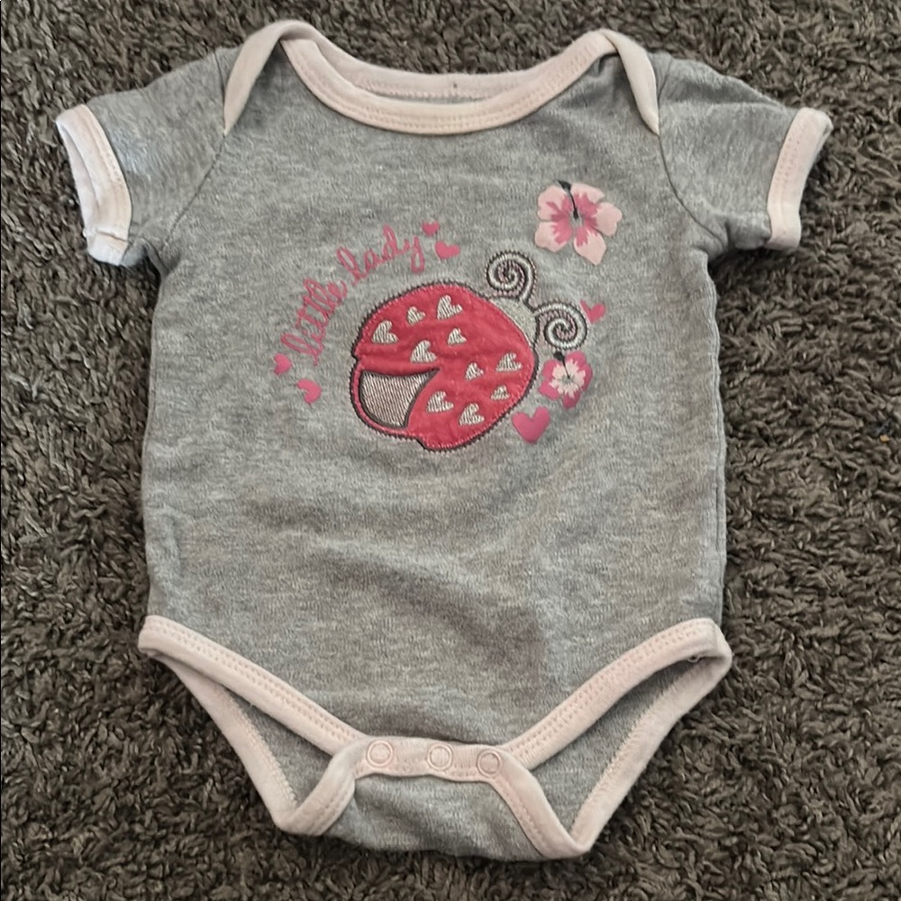 Gray and Pink Bodysuit with Cartoon Whale Design